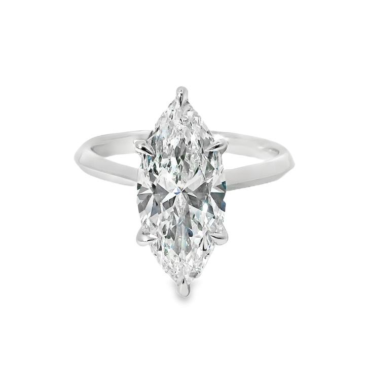 14K Gold Marquise Lab Diamond Solitaire Engagement Ring