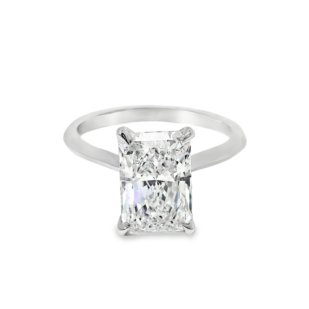 14K Gold Radiant Lab Diamond Solitaire Engagement Ring