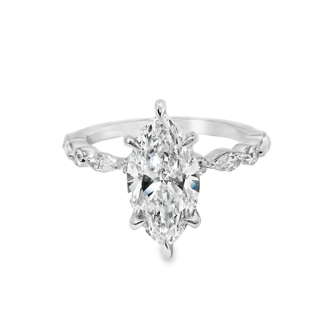 14K Gold Marquise Lab Diamond Stylish Engagement Ring