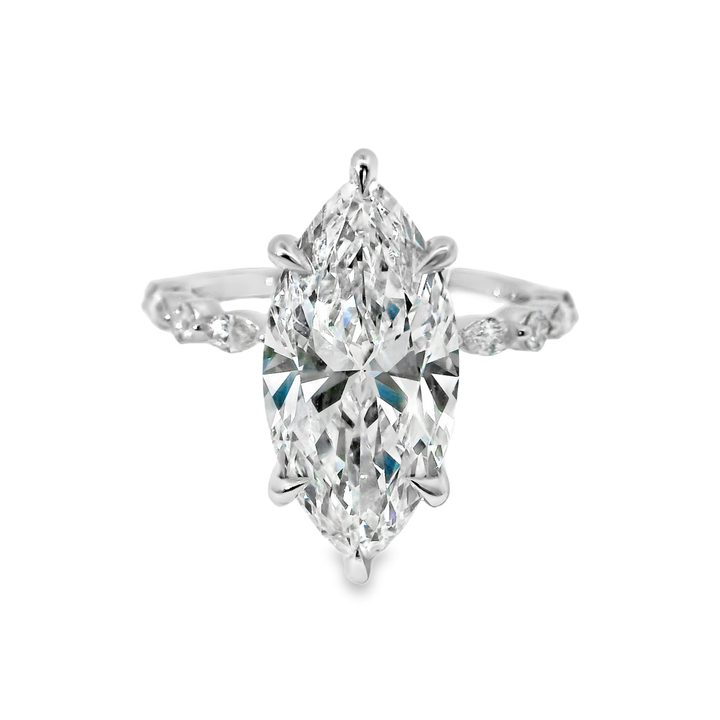 14K Gold Marquise Lab Diamond Stylish Engagement Ring