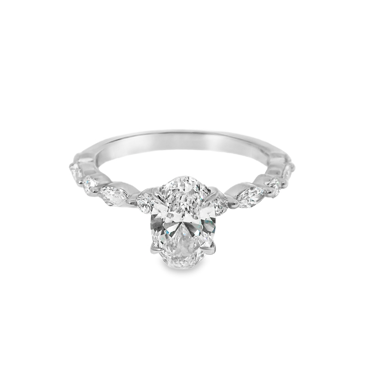 14K Gold Oval Lab Diamond Stylish Engagement Ring