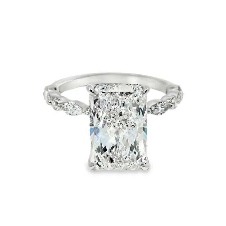 14K Gold Radiant Lab Diamond Stylish Engagement Ring