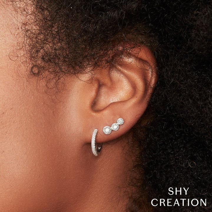 Shy Creation 0.36 ct Diamond Stud Earrings in 14K White Gold — styled with other jewellery; additional pieces sold separately — SC55005436V2