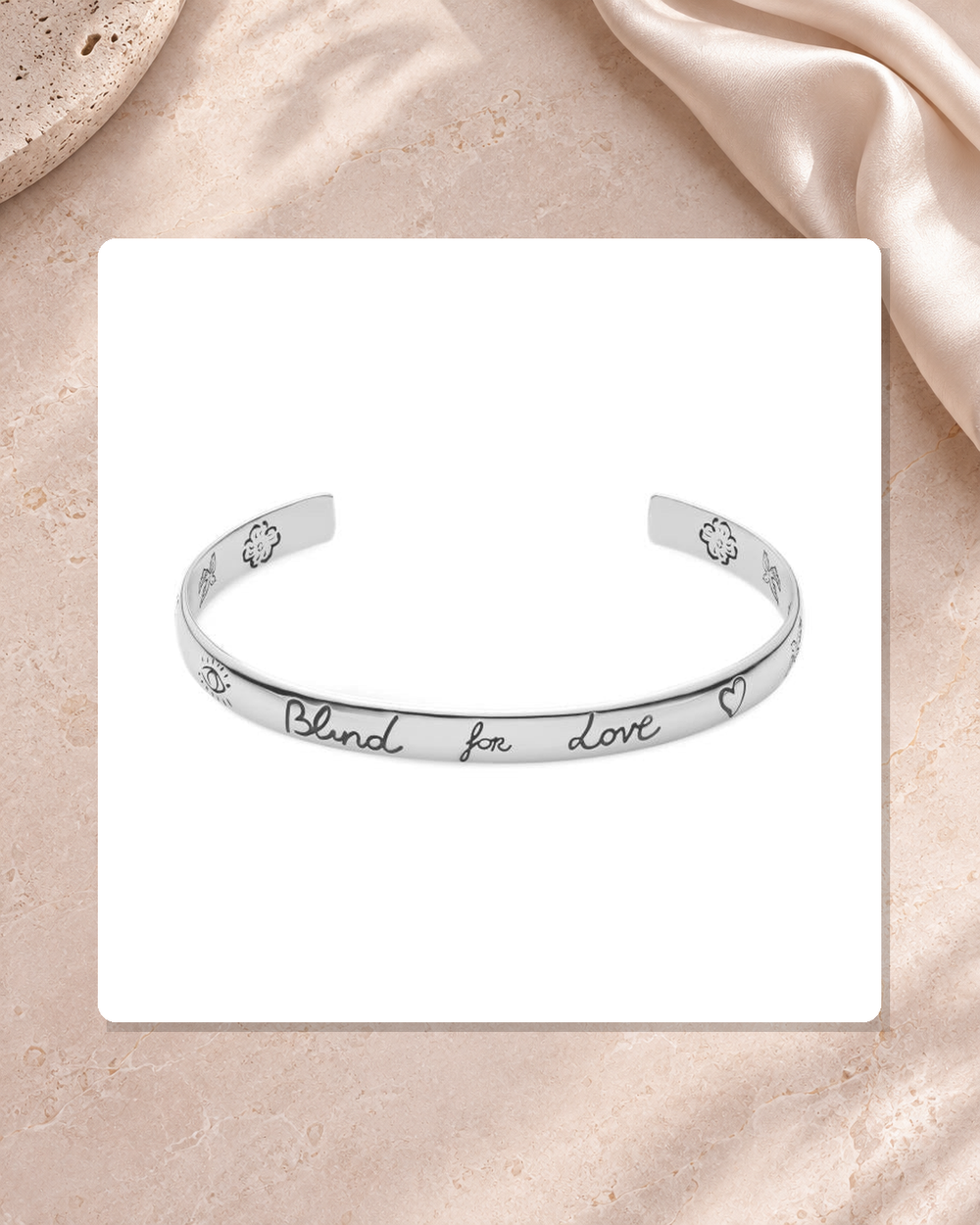 Gucci Sterling Silver 6mm Blind for Love Cuff Bracelet YBA455242001017 lifestyle view