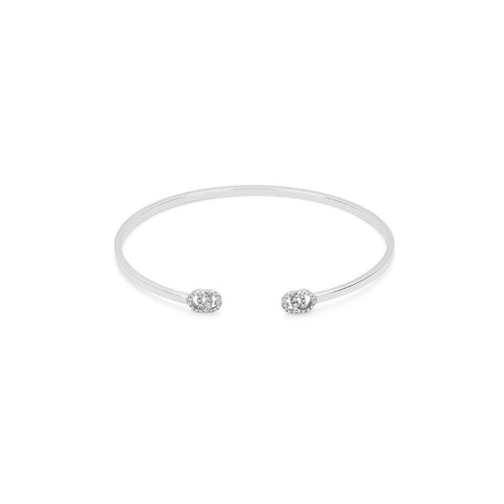 Gucci Running G 18K White Gold Diamond Cuff Bracelet YBA481662002017