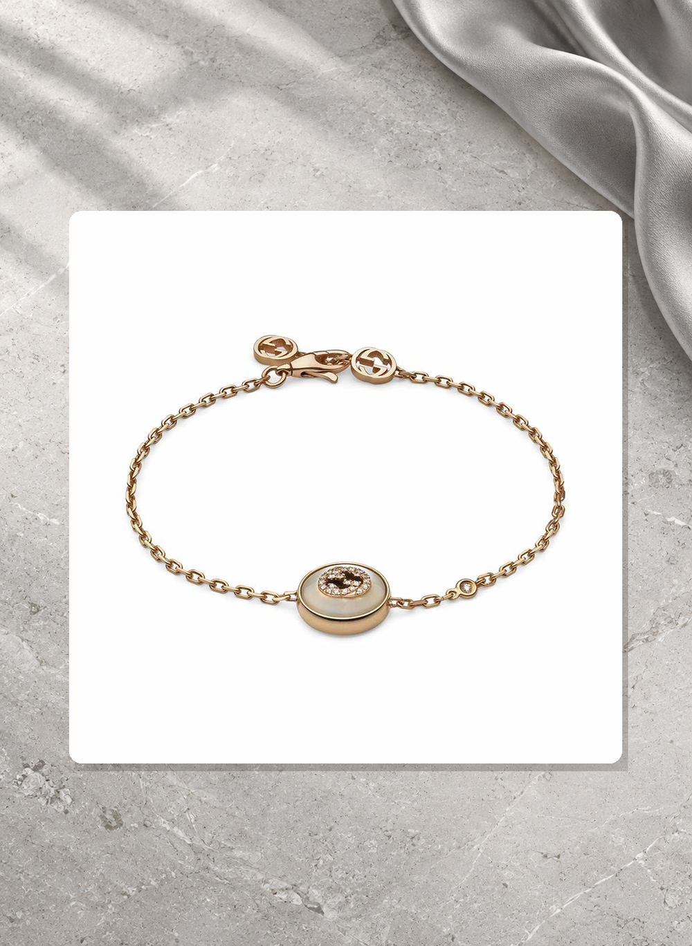 Gucci Interlocking 18K Rose Gold Diamond Bracelet YBA786749001017 lifestyle view