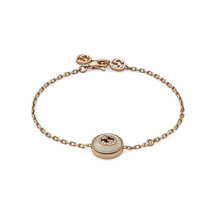 Gucci Interlocking 18K Rose Gold Diamond Bracelet YBA786749001017