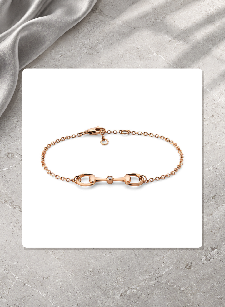 Gucci Horsebit 18K Rose Gold Diamond Chain Bracelet YBA796174001017 lifestyle view