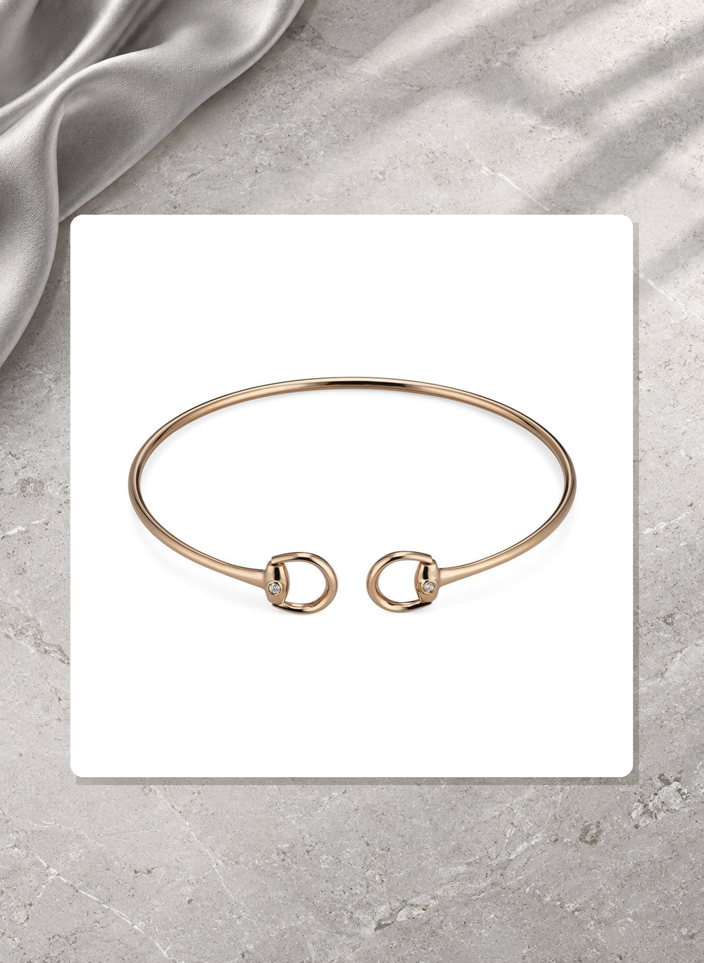 Gucci Horsebit 18K Rose Gold Diamond Cuff Bangle 17 cm YBA837620001017 lifestyle view