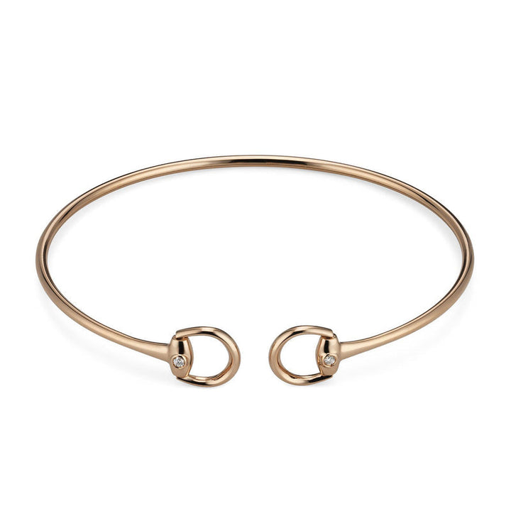 Gucci Horsebit 18K Rose Gold Diamond Cuff Bangle 17 cm YBA837620001017