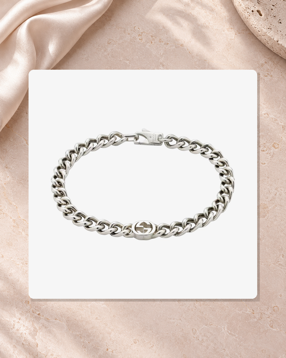 Gucci Interlocking G Sterling Silver Bracelet 19 cm YBA843736001019 lifestyle view