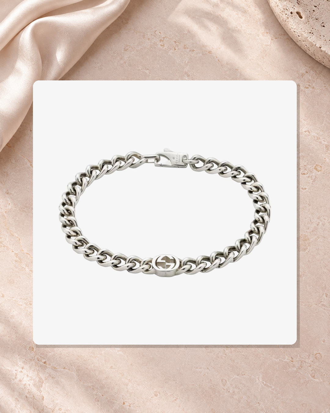 Gucci Interlocking G Sterling Silver Bracelet 19 cm YBA843736001019 lifestyle view