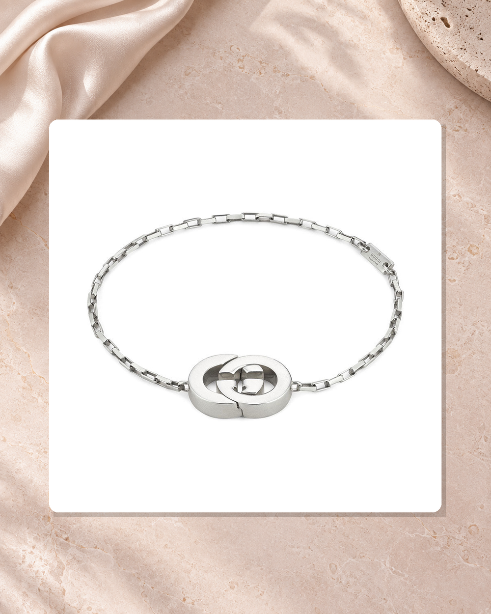 Gucci Interlocking G Charm Sterling Silver Bracelet YBA853966001017 lifestyle view