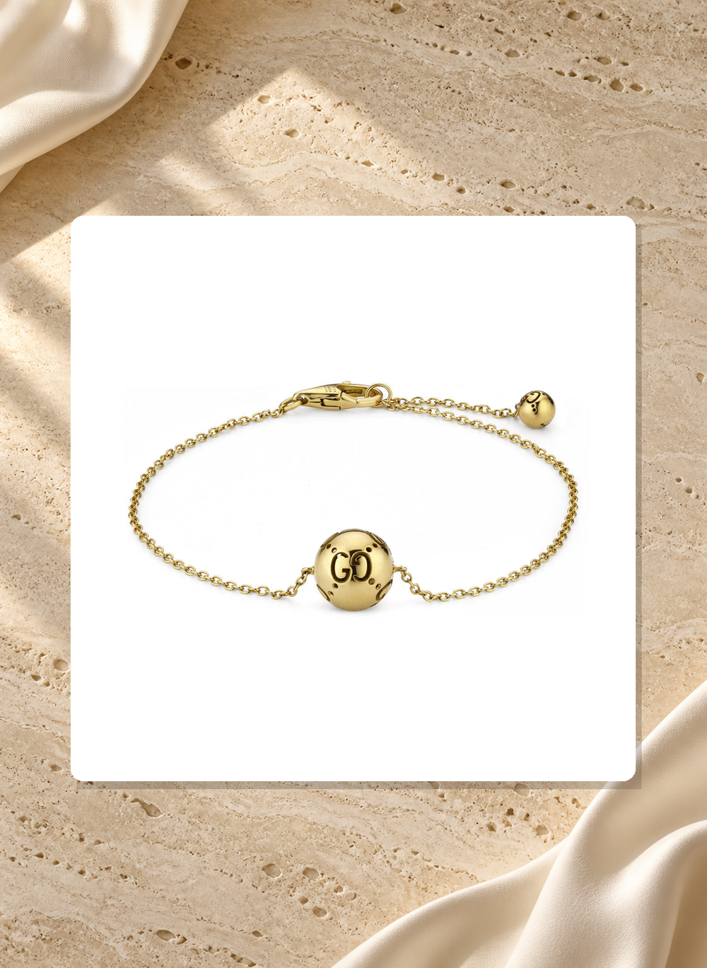 Gucci Icon Boule 18K Yellow Gold Chain Bracelet YBA861918001017 lifestyle view