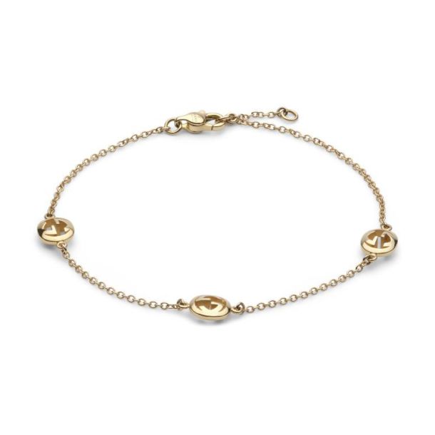 Gucci Interlocking G 18K Yellow Gold Three-Station Bracelet 17 cm YBA874214001017