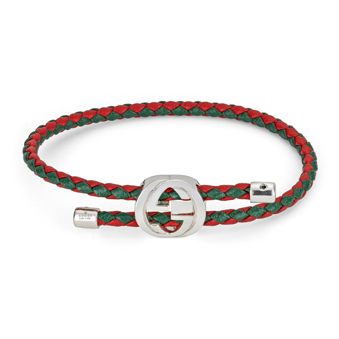 Gucci Web Sterling Silver and Leather Bolo Bracelet YBA87434300100U
