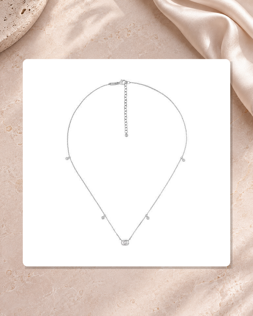 Gucci GG Running 18K White Gold Diamond Necklace Pendant YBB47923100100U lifestyle view