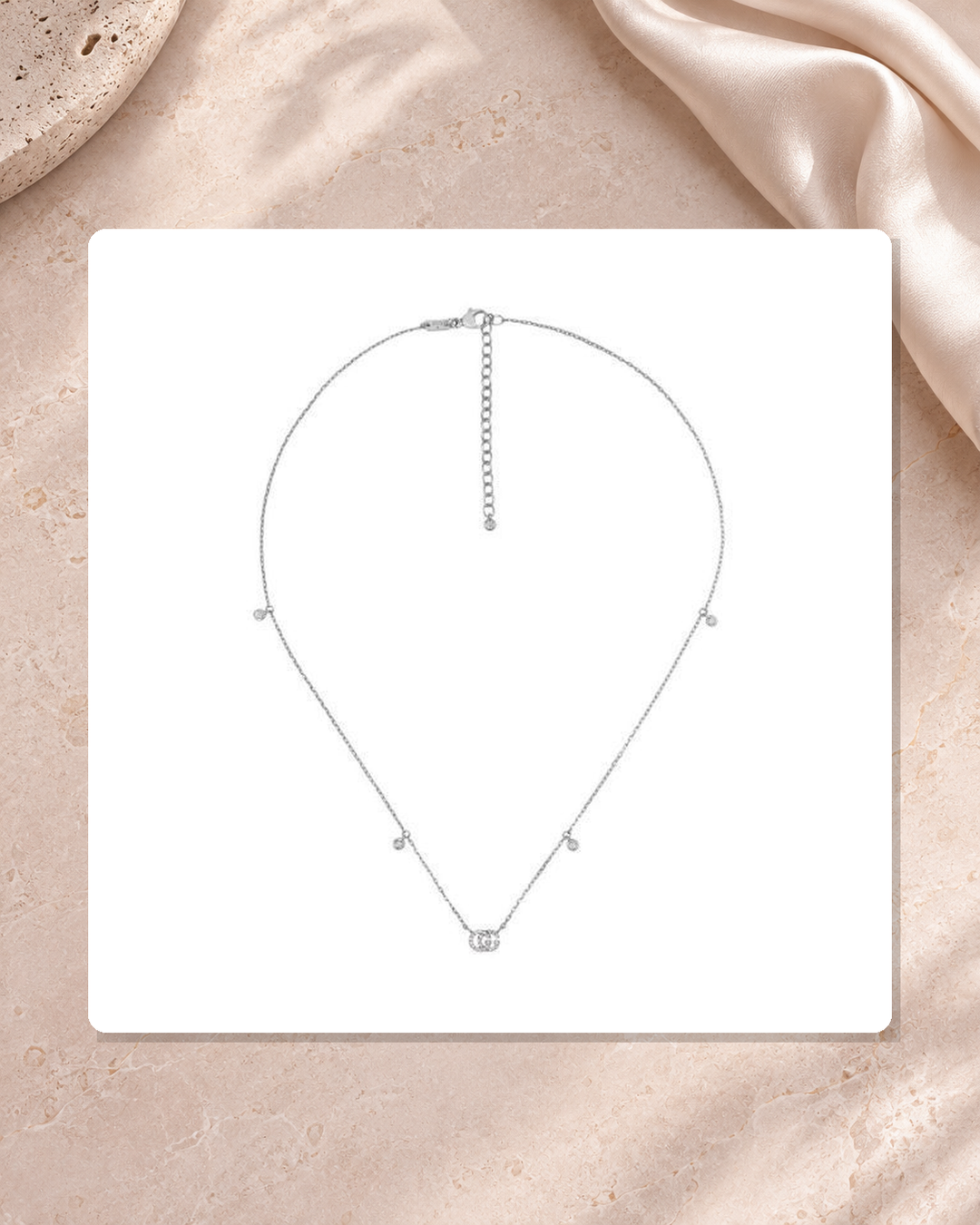 Gucci GG Running 18K White Gold Diamond Necklace Pendant YBB47923100100U lifestyle view