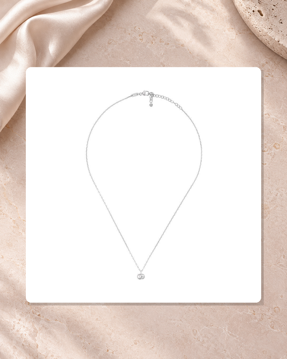 Gucci GG Running 18K White Gold Necklace Pendant YBB48163800200U lifestyle view