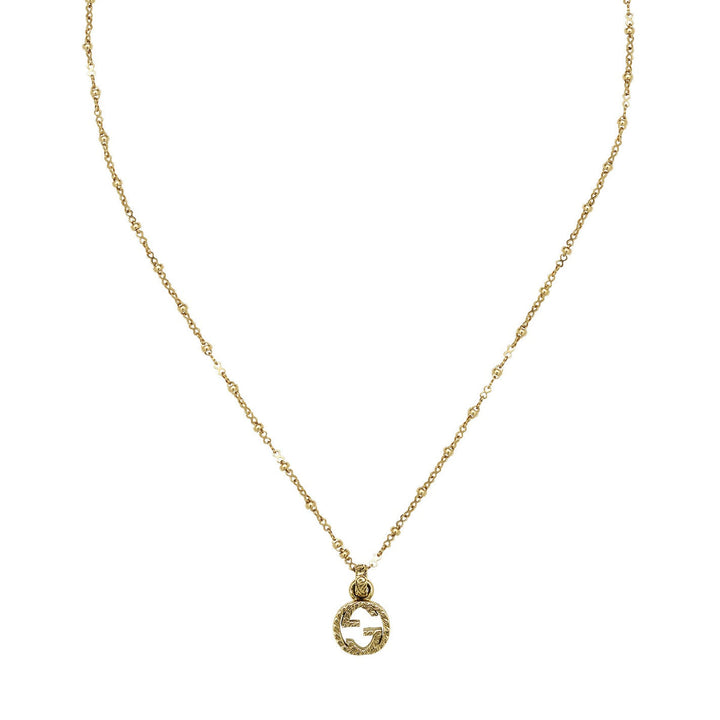 Gucci Interlocking G 18K Yellow Gold Necklace Pendant YBB60361900100U