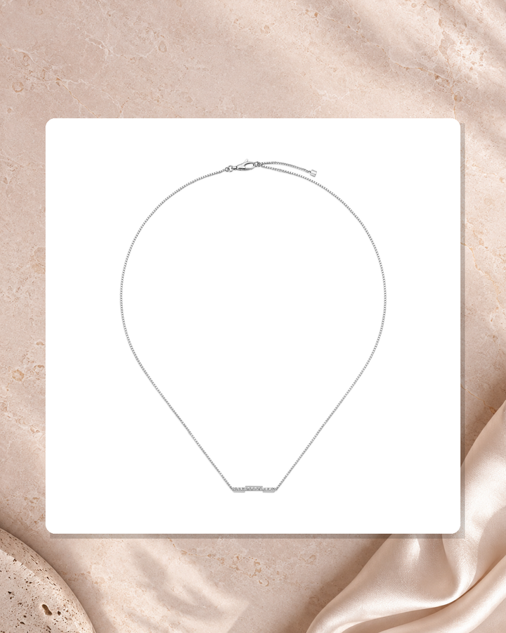 Gucci 18K White Gold 0.14TCW Diamond Gucci Link to Love Necklace YBB66213200100U lifestyle view