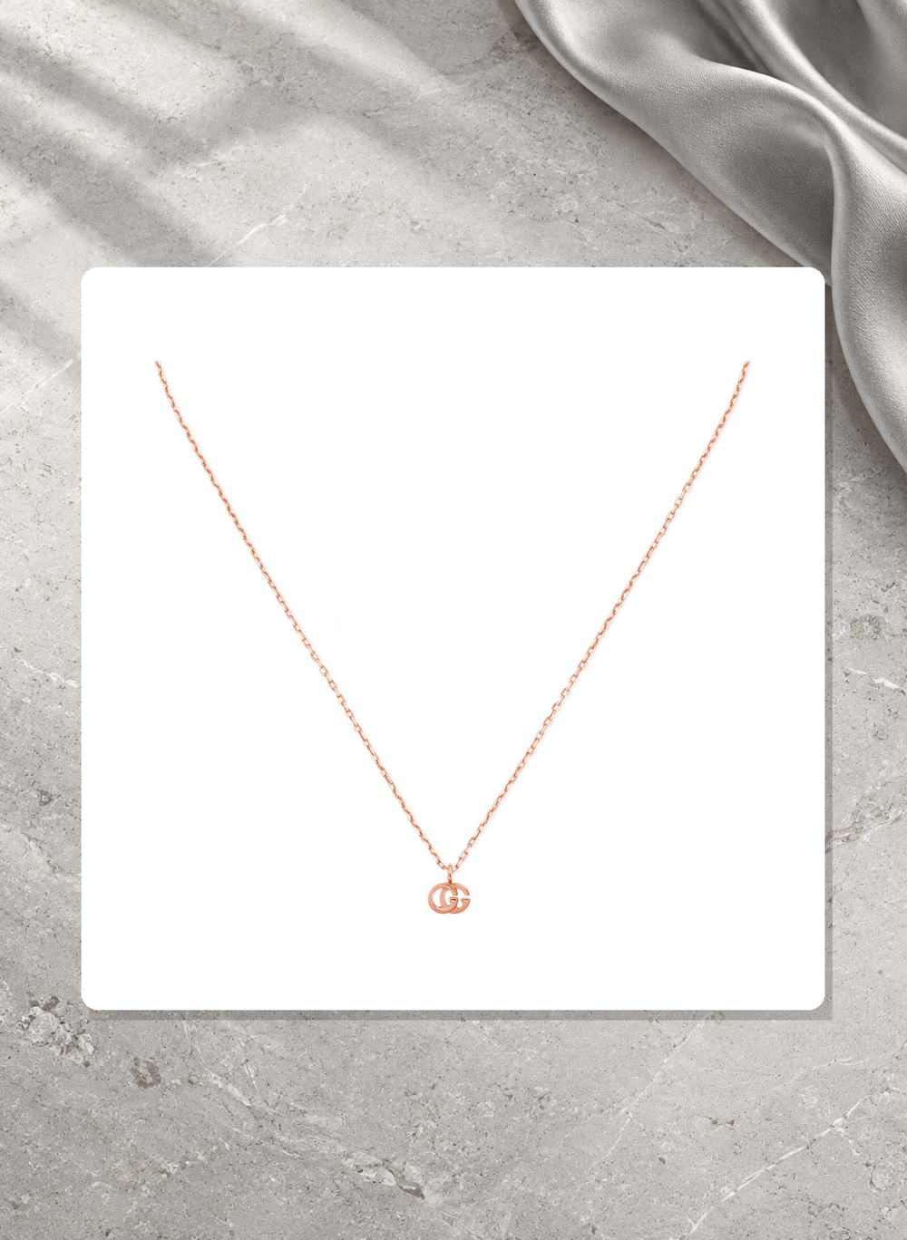 Gucci GG Running 18K Rose Gold Necklace Pendant YBB68711800100U lifestyle view