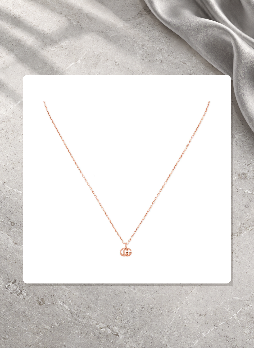 Gucci GG Running 18K Rose Gold Necklace Pendant YBB68711800100U lifestyle view