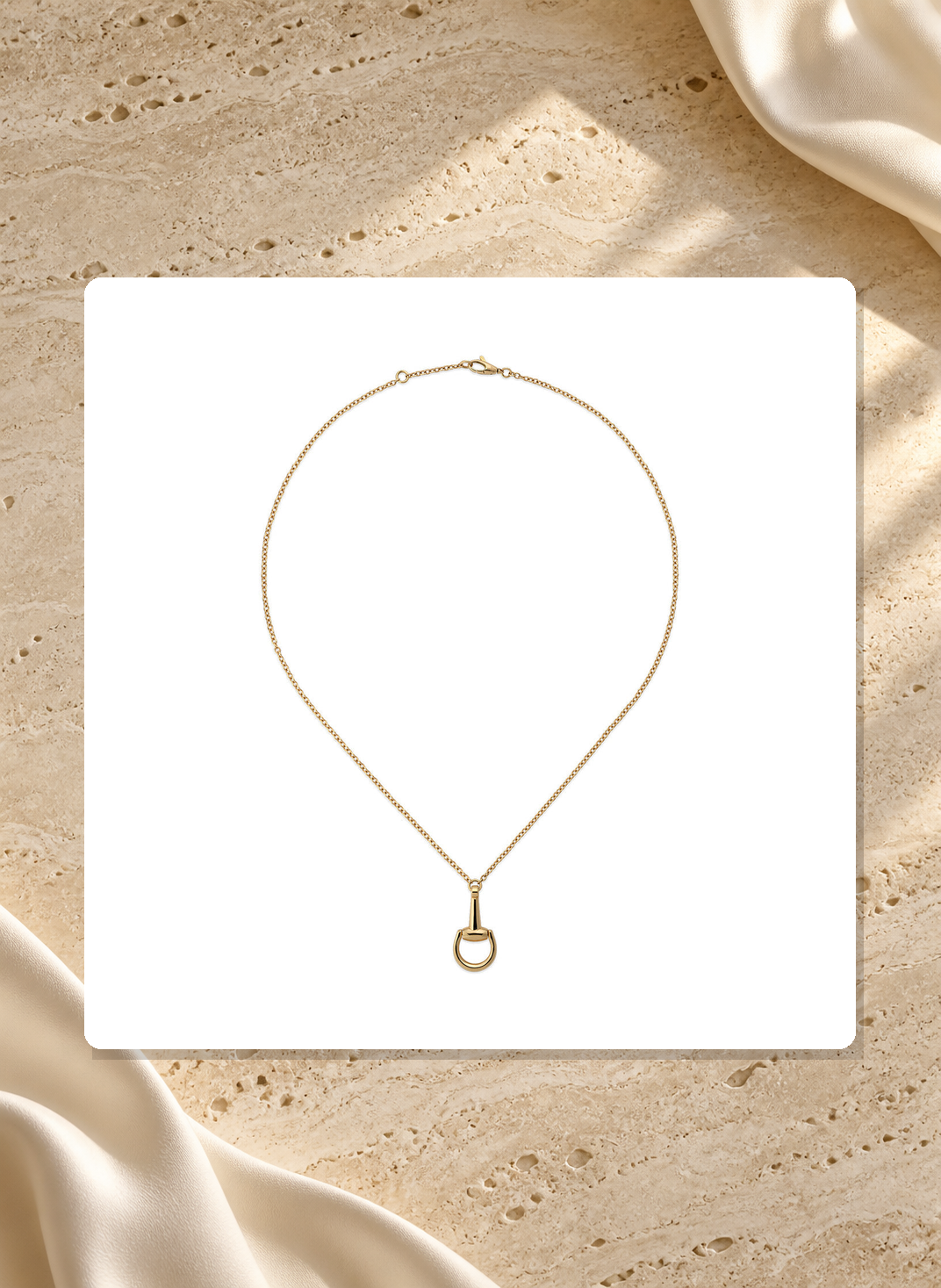Gucci Horsebit 18K Yellow Gold Chain Necklace YBB79581800100U lifestyle view
