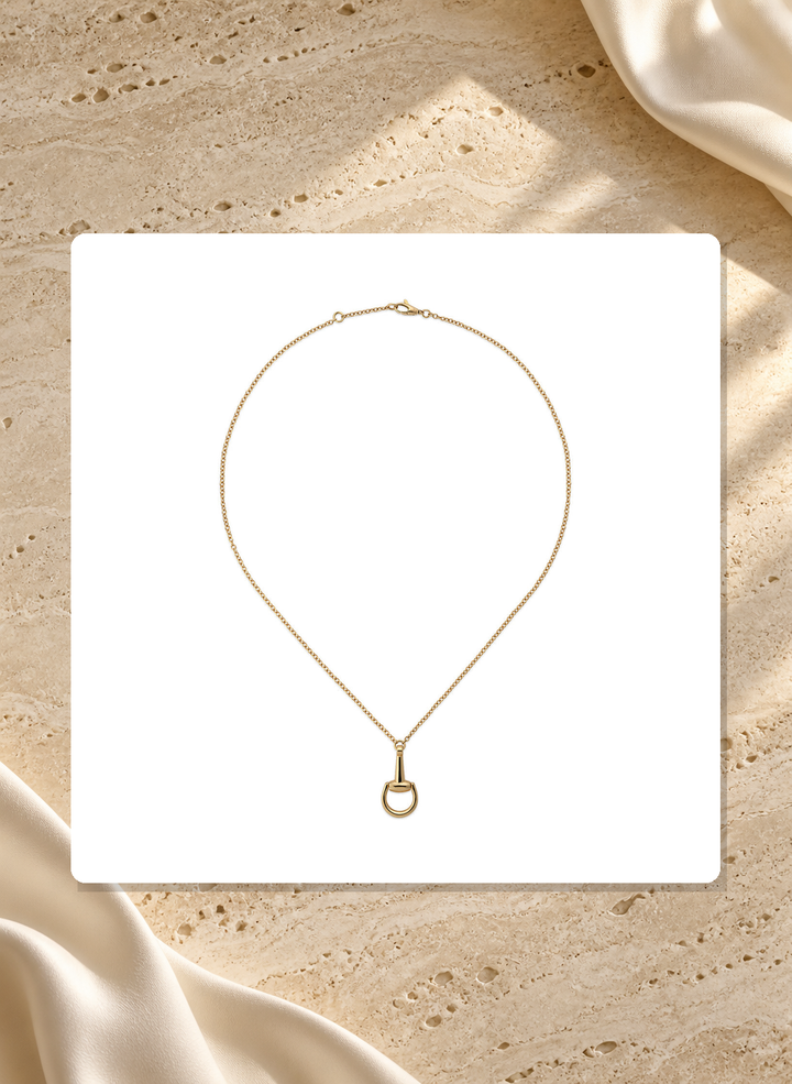 Gucci Horsebit 18K Yellow Gold Chain Necklace YBB79581800100U lifestyle view