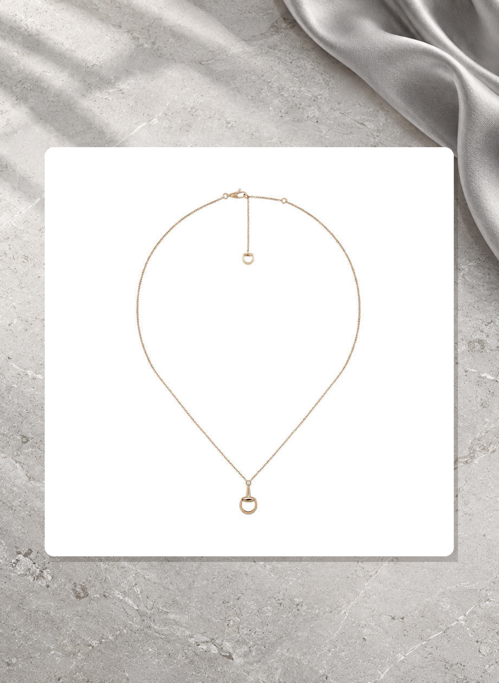 Gucci Horsebit 18K Rose Gold Diamond Chain Necklace YBB83759900100U lifestyle view