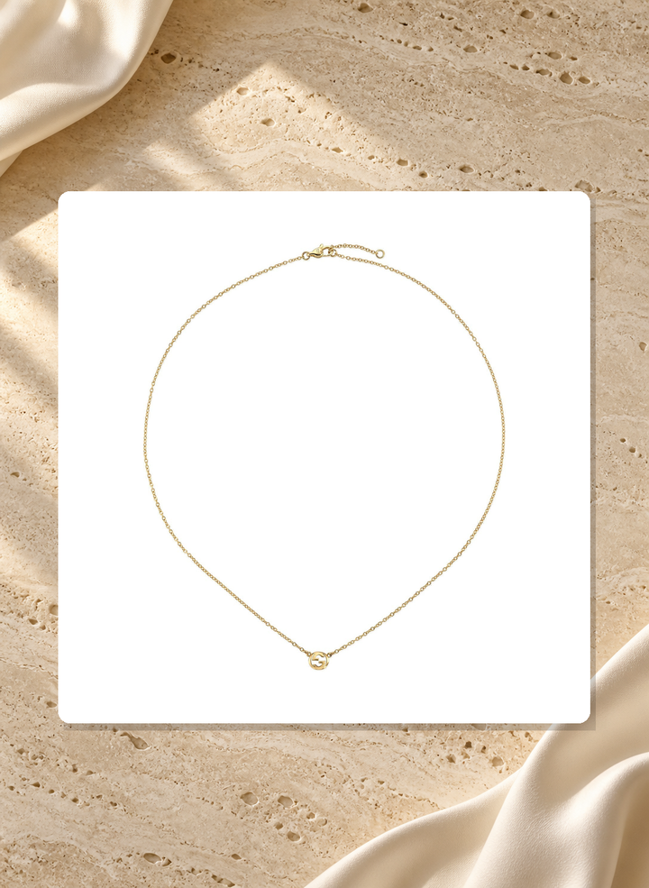 Gucci Interlocking G 18K Yellow Gold Pendant Necklace YBB87419200100U lifestyle view