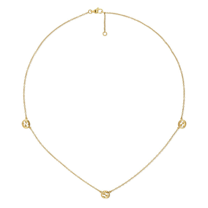 Gucci Interlocking G 18K Yellow Gold Three-Station Necklace YBB87419500100U