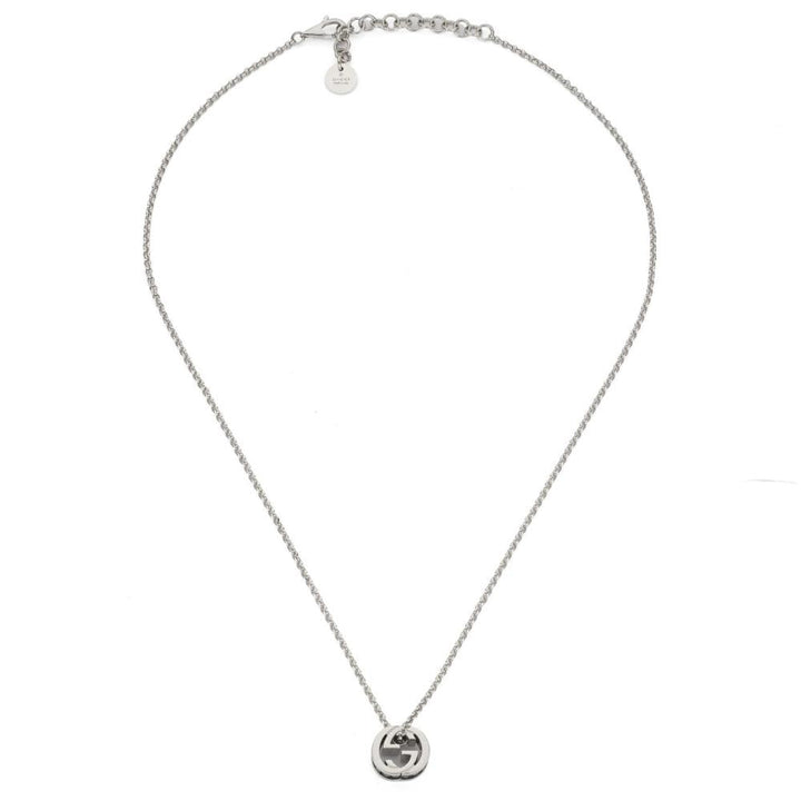 Gucci Interlocking G Sterling Silver and Black Zircon Necklace 45–50 cm YBB87622200100U