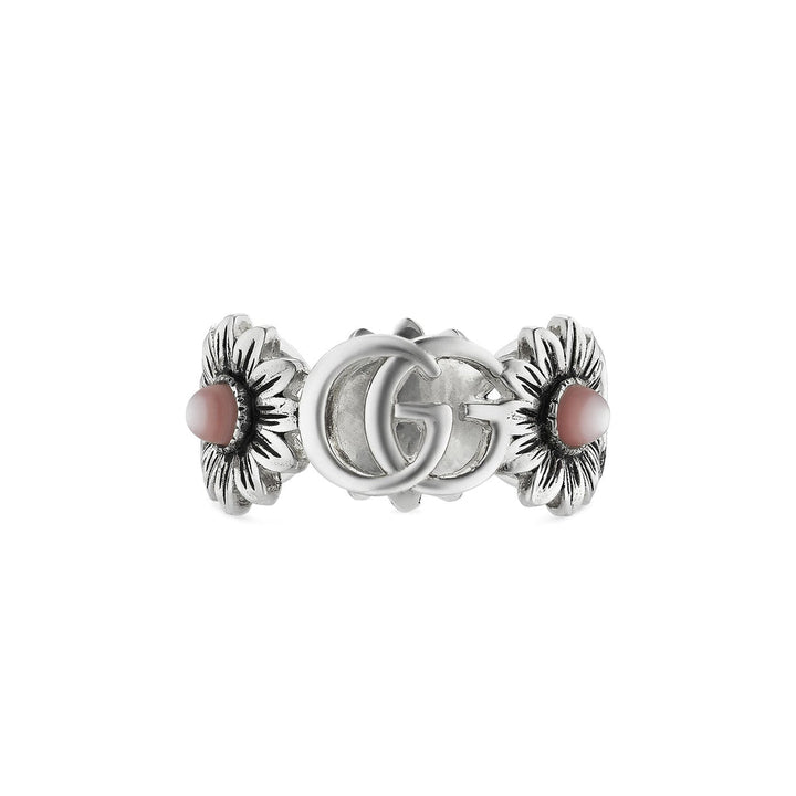 Gucci Double G Sterling Silver Ring With Pink Mother Of Pearl YBC527394002013