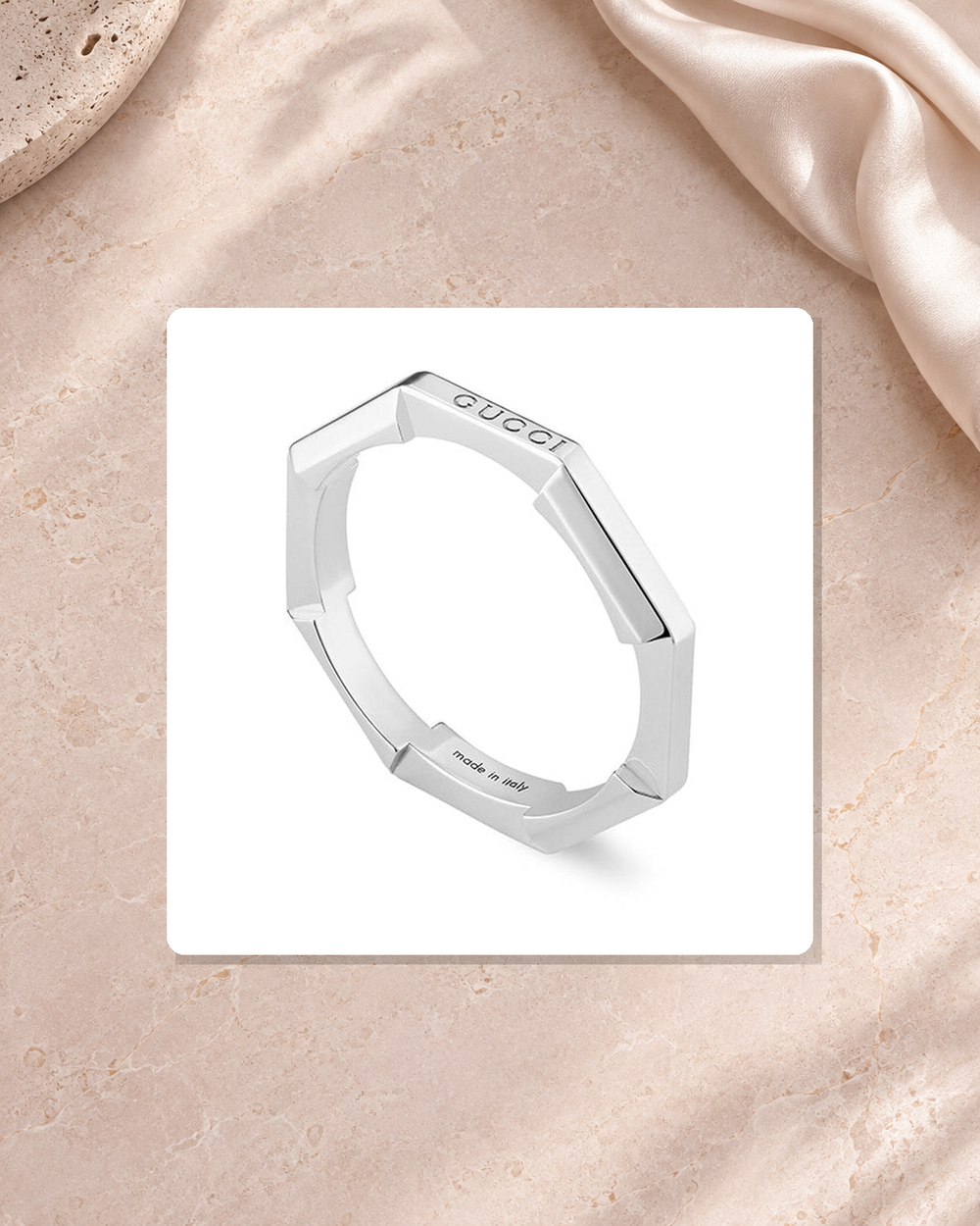 Gucci Link to Love 18K White Gold Mirrored Ring Size 6.5 YBC662194003013 lifestyle view