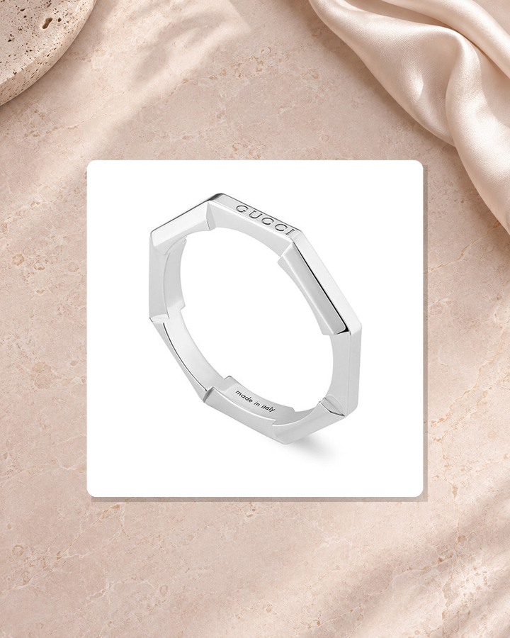 Gucci Link to Love 18K White Gold Mirrored Ring Size 6.5 YBC662194003013 lifestyle view