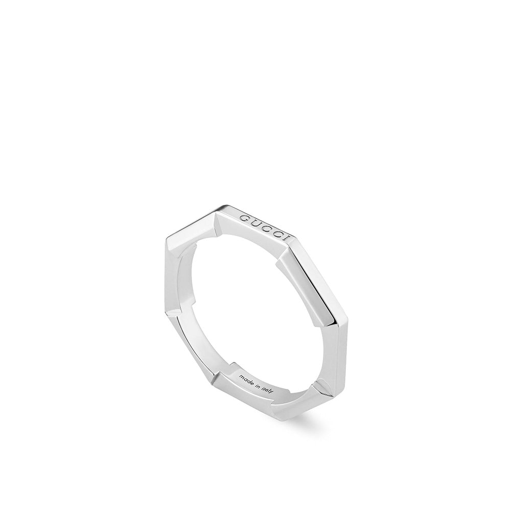 Gucci Link to Love 18K White Gold Mirrored Ring Size 6.5 YBC662194003013