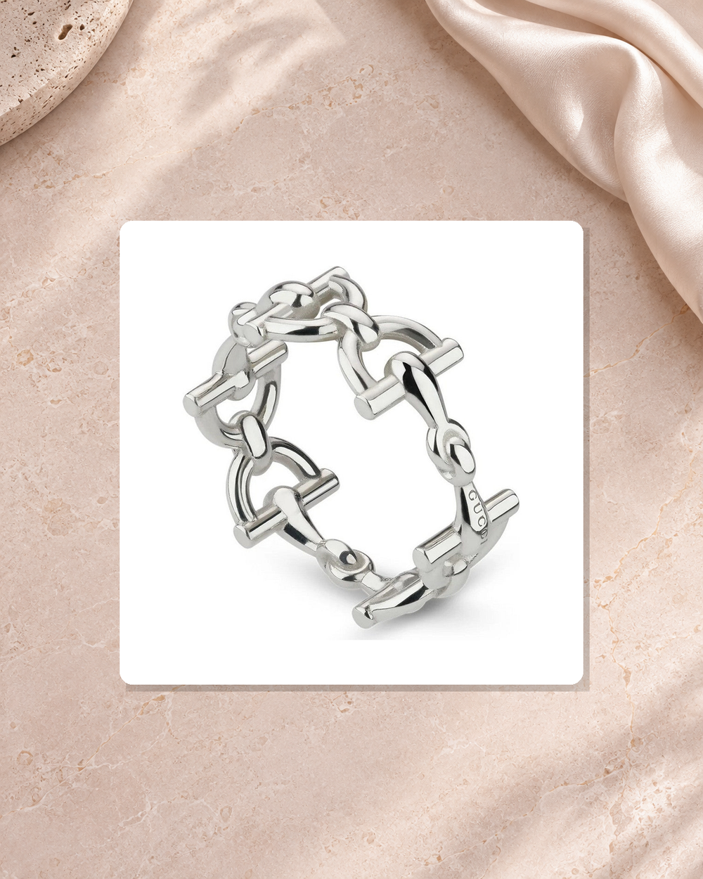 Gucci Staffa Sterling Silver Horsebit Ring YBC875947001013 lifestyle view