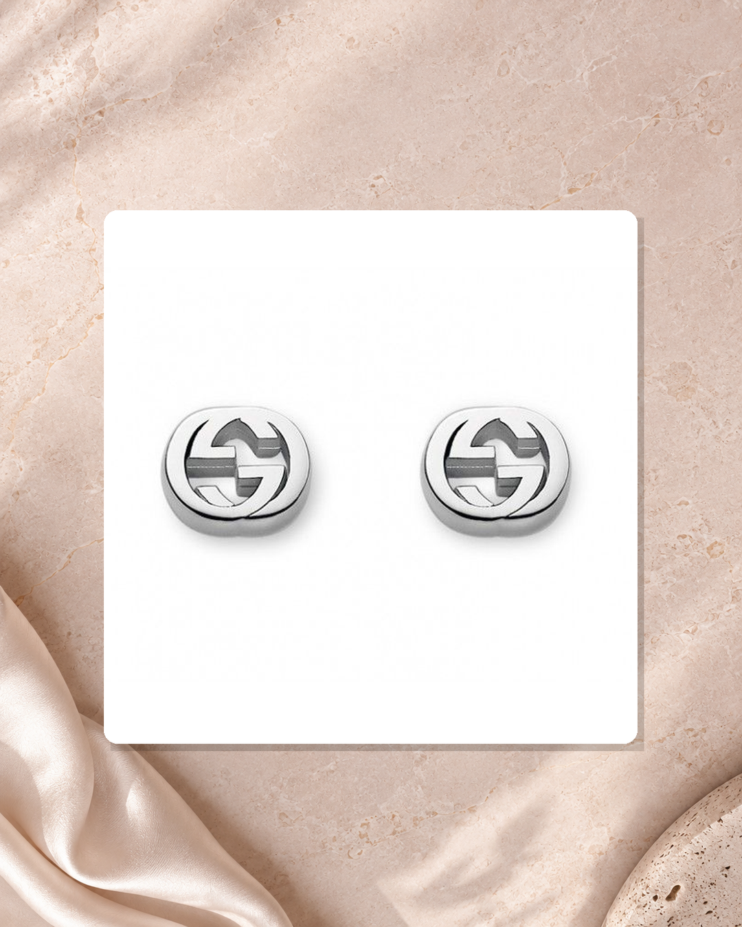 Gucci Interlocking G Sterling Silver Stud Earrings YBD35628900100U lifestyle view