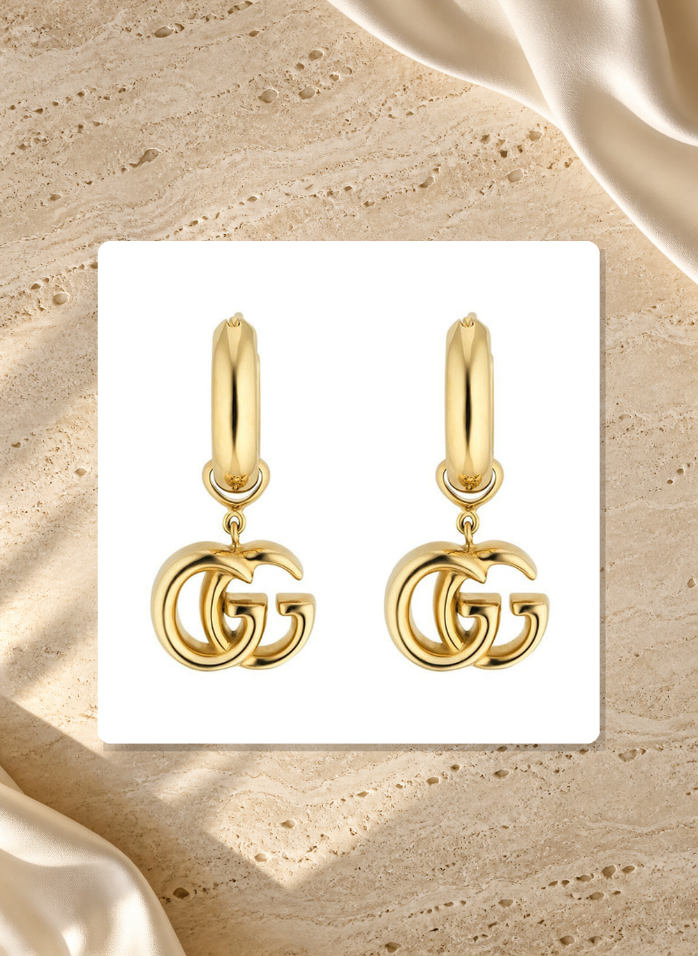 Gucci 18K Yellow Gold GG Running Drop Earrings YBD58201700100U lifestyle view