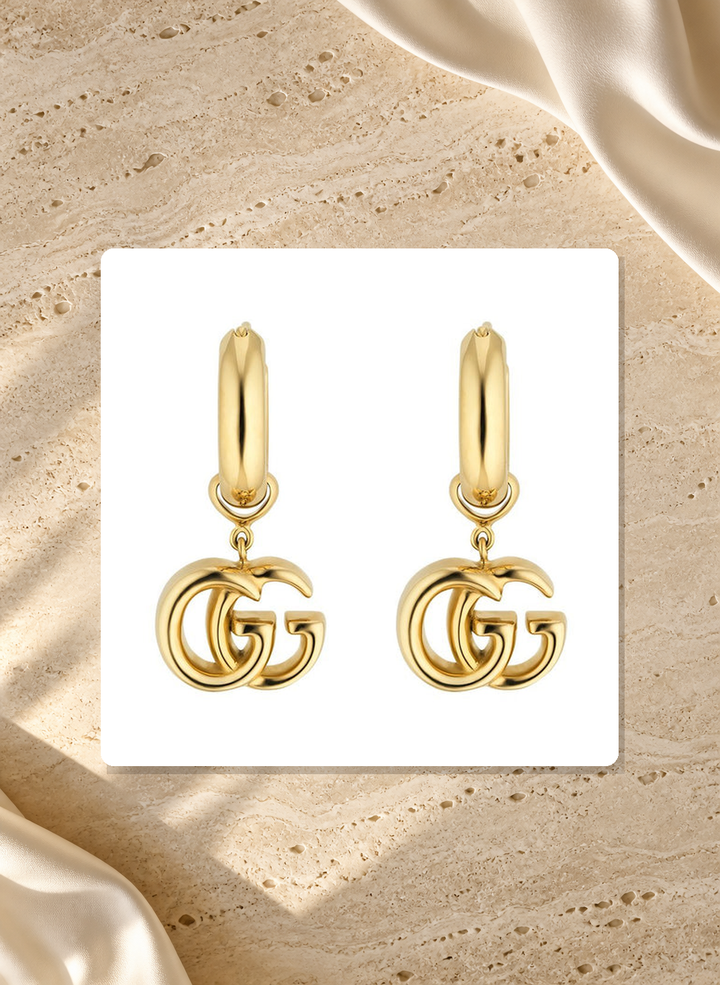 Gucci 18K Yellow Gold GG Running Drop Earrings YBD58201700100U lifestyle view