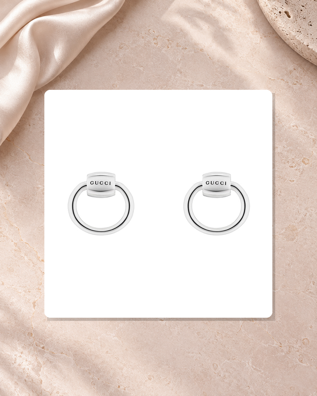 Gucci Horsebit Sterling Silver Small Hoop Earrings YBD78112800100U lifestyle view