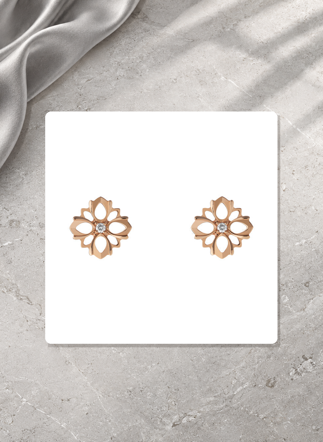 Gucci Flora 18K Rose Gold Diamond Stud Earrings YBD79624800100U lifestyle view