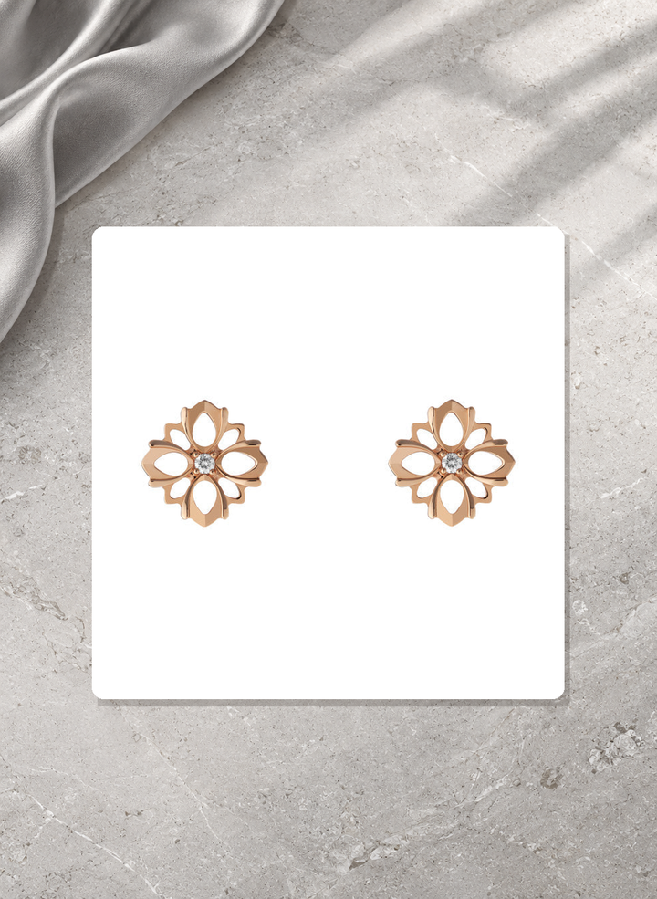 Gucci Flora 18K Rose Gold Diamond Stud Earrings YBD79624800100U lifestyle view