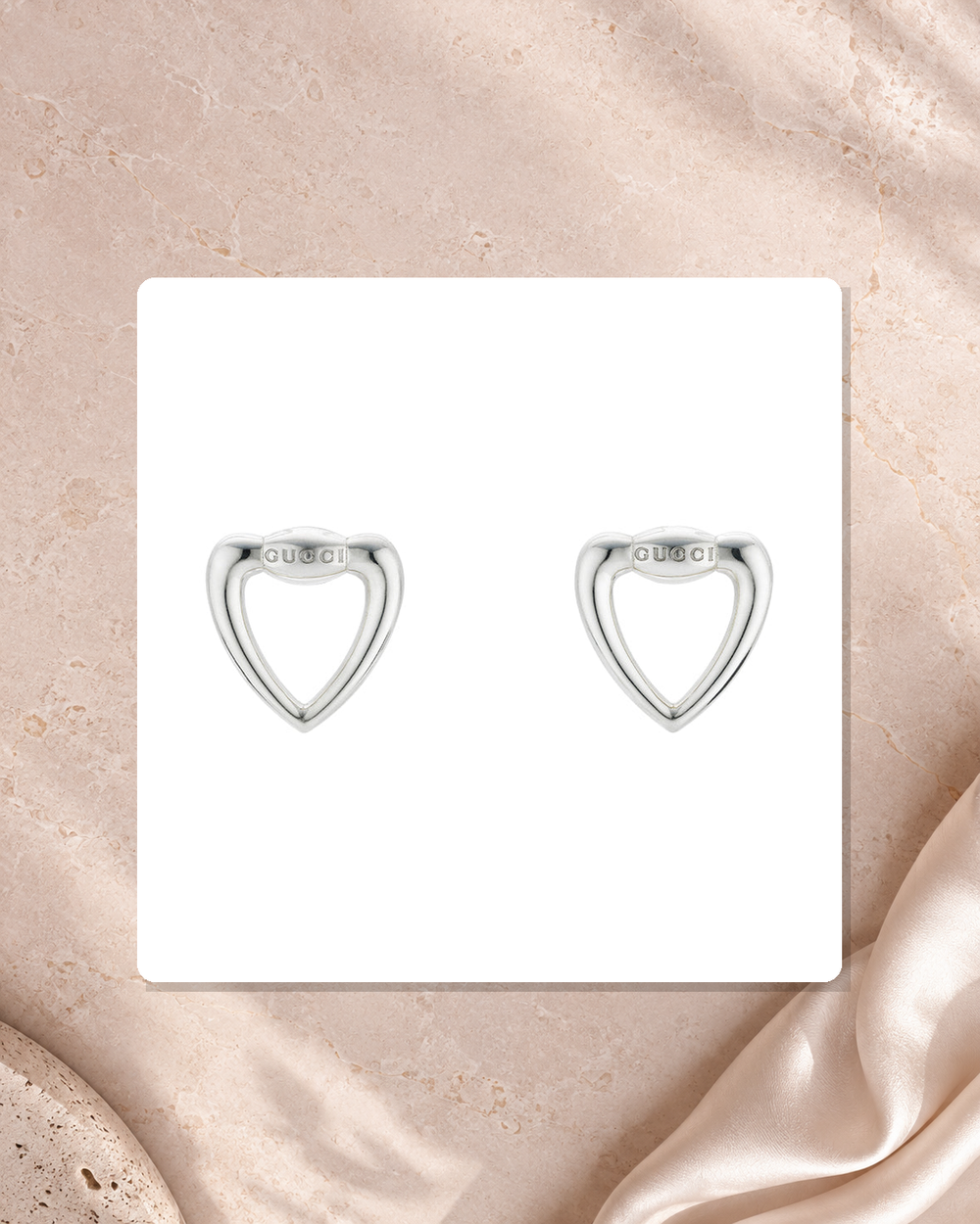 Gucci Heart Sterling Silver Stud Earrings YBD82047700100U lifestyle view