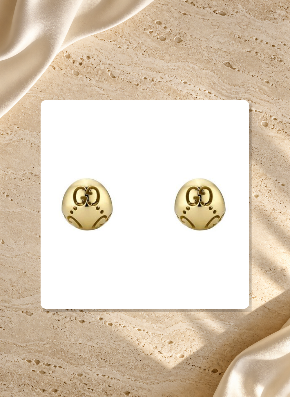 Gucci Icon Ball 18K Yellow Gold Huggie Hoop Earrings YBD86184100100U lifestyle view