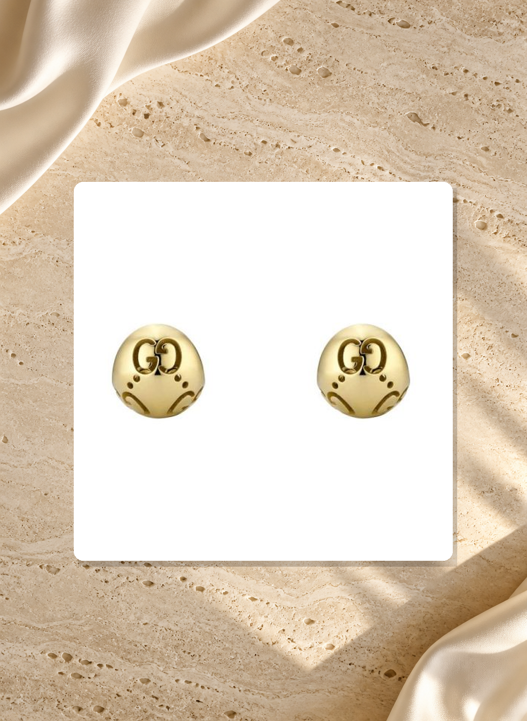 Gucci Icon Ball 18K Yellow Gold Huggie Hoop Earrings YBD86184100100U lifestyle view