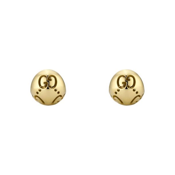 Gucci Icon Ball 18K Yellow Gold Huggie Hoop Earrings YBD86184100100U
