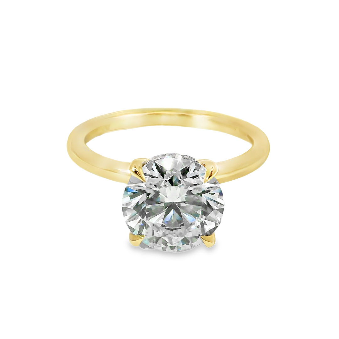 14K Gold Round Lab Diamond Hidden Halo Engagement Ring