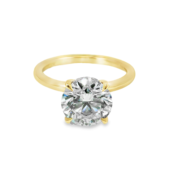 14K Gold Round Lab Diamond Hidden Halo Engagement Ring